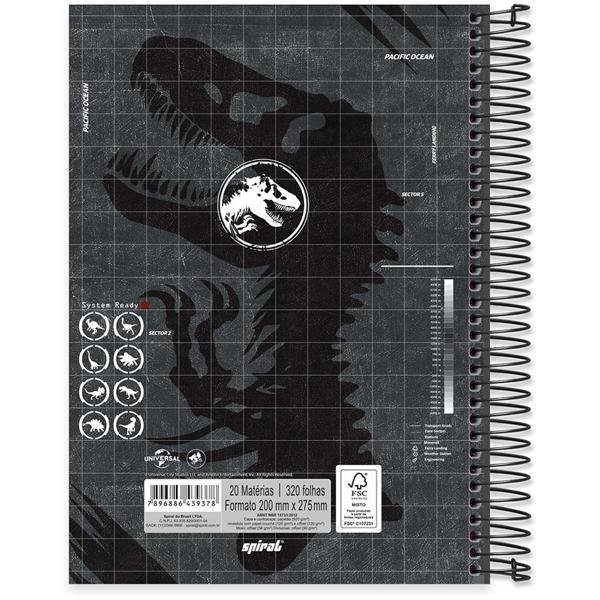 Caderno universitário capa dura 20x1 320 folhas, Jurassic World, Spiral, 212197 - PT 1 UN
