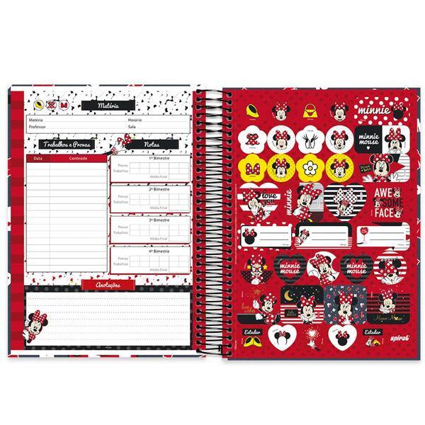 Caderno universitário capa dura 20x1 320 folhas, Disney Minnie Clássico, Spiral, 212196 - PT 1 UN