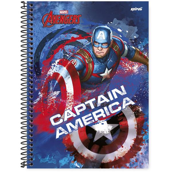 Caderno universitário capa dura 1x1 80 folhas, Marvel Avengers - Vingadores, Spiral, 211529 - PT 1 UN