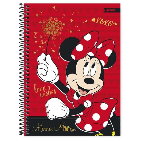 Caderno universitário capa dura 1x1 80 folhas, Minnie Disney Clássico, Spiral, 211707 - PT 1 UN