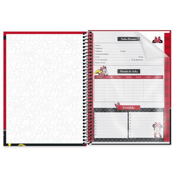 Caderno universitário capa dura 1x1 80 folhas, Minnie Disney Clássico, Spiral, 211707 - PT 1 UN