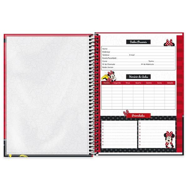 Caderno universitário capa dura 1x1 80 folhas, Minnie Disney Clássico, Spiral, 211707 - PT 1 UN