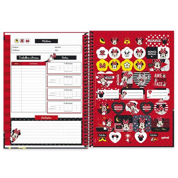 Caderno universitário capa dura 1x1 80 folhas, Minnie Disney Clássico, Spiral, 211707 - PT 1 UN