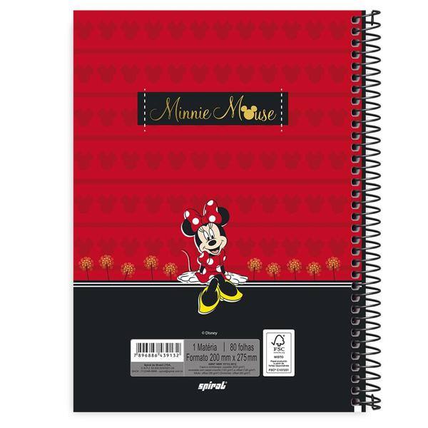Caderno universitário capa dura 1x1 80 folhas, Minnie Disney Clássico, Spiral, 211707 - PT 1 UN