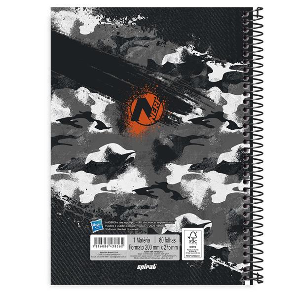 Caderno universitário capa dura 1x1 80 folhas, Nerf, Spiral, 211634 - PT 1 UN