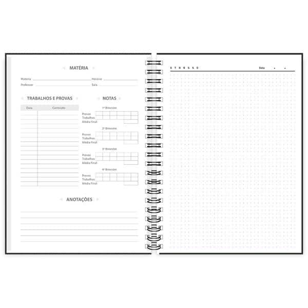 Caderno universitário capa dura 1x1 80 folhas pontilhado Dot. Book Preto 211714 Spiral PT 1 UN