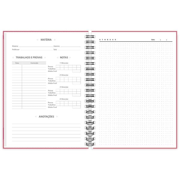 Caderno universitário capa dura 1x1 80 folhas pontilhado Dot. Book Rosa 211715 Spiral PT 1 UN