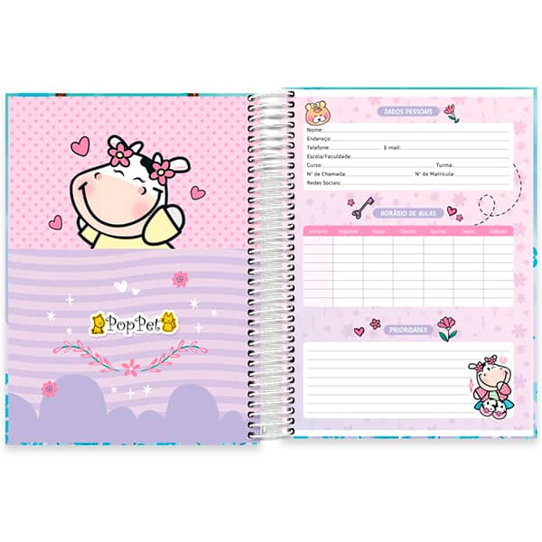 Caderno Universitário Capa Dura, 10 x 1, 160 Folhas, Pop Pet, 2519594, Spiral Pop - PT 1 UN