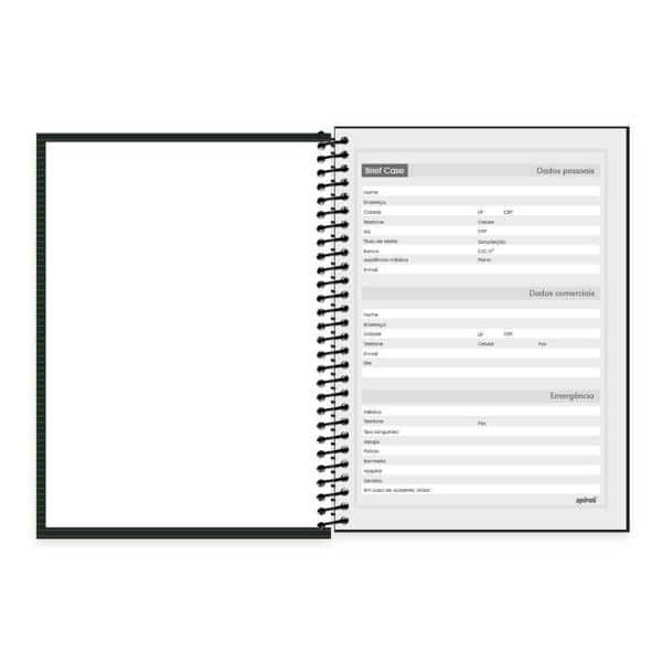 Caderno universitário capa dura 1x1 96 folhas Brief Case Preto Spiral PT 1 UN