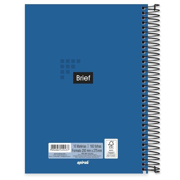 Caderno universitário capa dura 10x1 160 folhas, Brief Azul, Spiral, 211955 - PT 1 UN