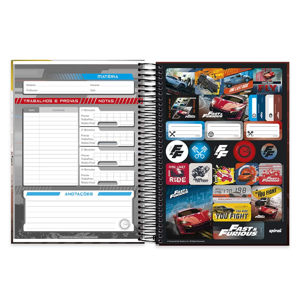 Caderno Universitário capa dura 15x1 300fls Velozes e Furiosos 20629 ...