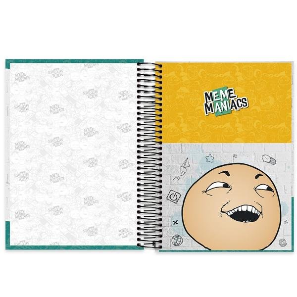 Caderno universitário capa dura 10x1 160 folhas, Meme Maniacs, Spiral, 211882 - PT 1 UN