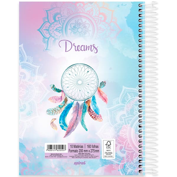 Caderno Universitário Capa Dura, 10 x 1, 160 Folhas, Dreams, 2520507, Spiral Dms - PT 1 UN