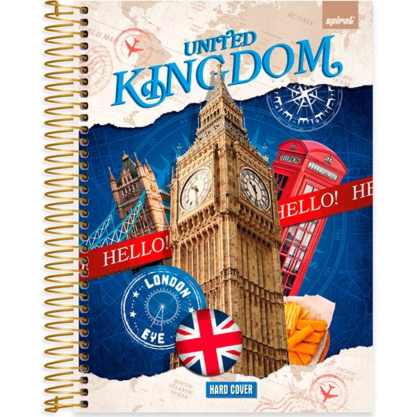 Caderno Universitário Capa Dura, 10 x 1, 160 Folhas, Hard Cover Londres, 2519402, Spiral Har - PT 1 UN