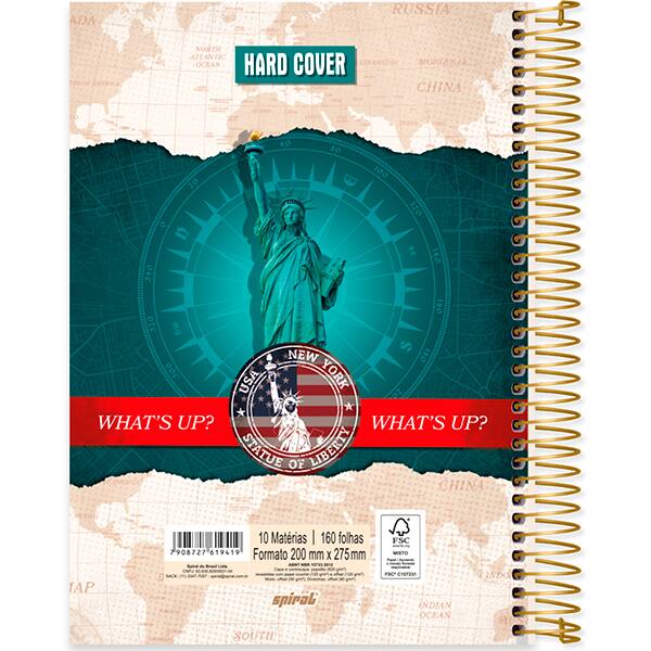 Caderno Universitário Capa Dura, 10 x 1, 160 Folhas, Hard Cover Estados Unidos, 2519419, Spiral Har - PT 1 UN