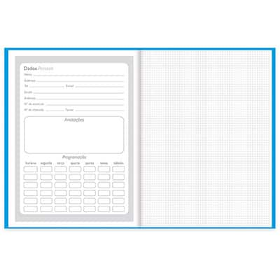 Caderno 1/4 capa dura costurado 96fl Aritmética Azul, Spiral, 19963 - PT 1 UN
