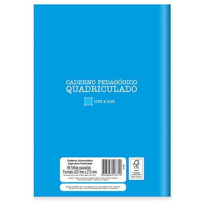 Caderno Universitário Capa Dura Brochura Costurado 96 fls Quadriculado azul 19957 Spiral PT 1 UN