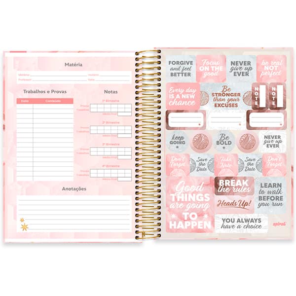 Caderno Universitário Capa Dura, 10 x 1, 160 Folhas, Marmo Rosa, 2520552, Spiral Mrm - PT 1 UN