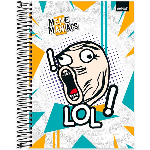 Caderno Universitário Capa Dura, 10 x 1, 160 Folhas, Meme Maniacs, 2520576, Spiral Mm - PT 1 UN