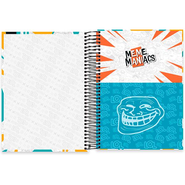 Caderno Universitário Capa Dura, 10 x 1, 160 Folhas, Meme Maniacs, 2520576, Spiral Mm - PT 1 UN