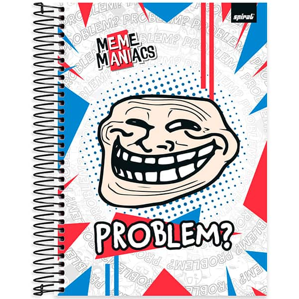 Caderno Universitário Capa Dura, 10 x 1, 160 Folhas, Meme Maniacs, 2520583, Spiral Mm - PT 1 UN