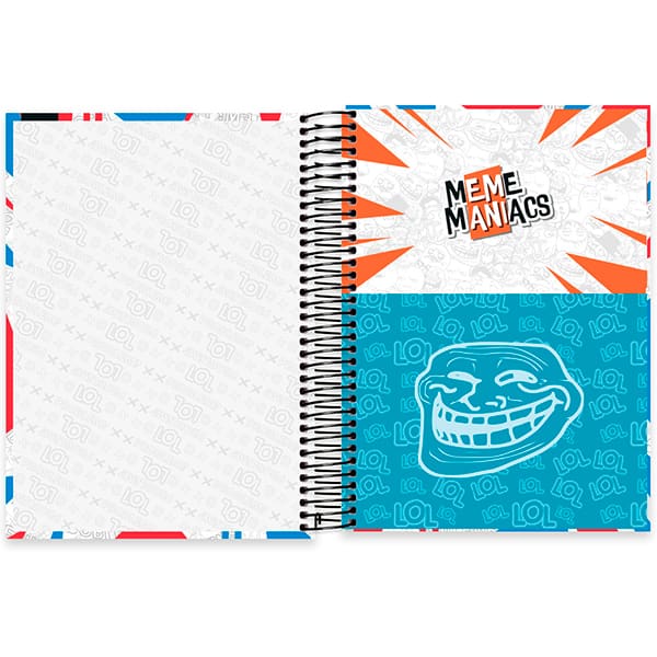 Caderno Universitário Capa Dura, 10 x 1, 160 Folhas, Meme Maniacs, 2520583, Spiral Mm - PT 1 UN