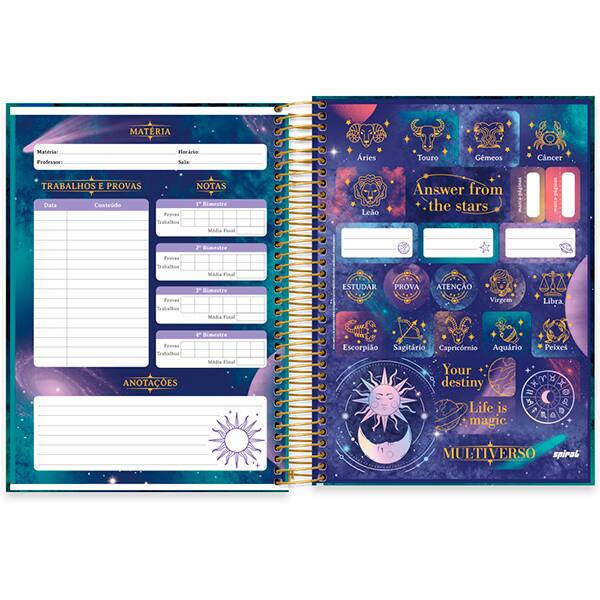 Caderno Universitário Capa Dura, 10 x 1, 160 Folhas, Multiverso, 2520590, Spiral Mult - PT 1 UN