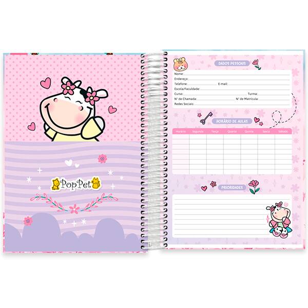 Caderno Universitário Capa Dura, 10 x 1, 160 Folhas, Pop Pet, 2519587, Spiral Pop - PT 1 UN