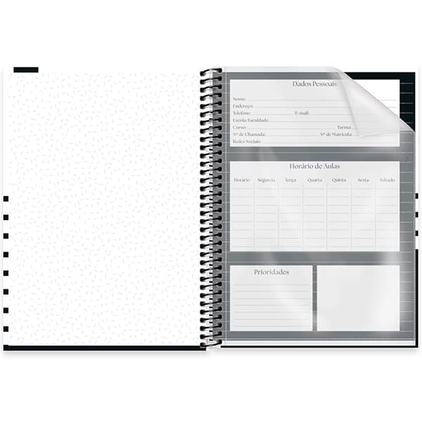 Caderno Universitário Capa Dura, 1 x 1, 80 Folhas, Black & White, 2523867, Spiral B&W - PT 1 UN