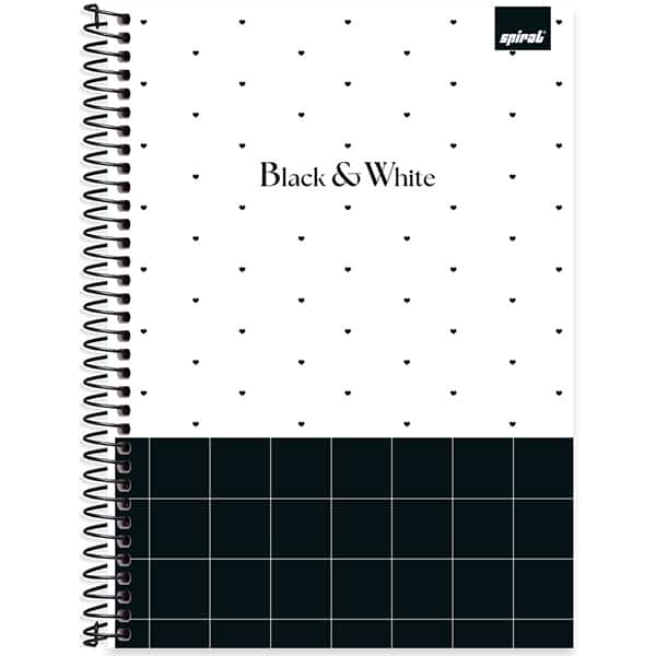 Caderno Universitário Capa Dura, 1 x 1, 80 Folhas, Black & White, 2523874, Spiral B&W - PT 1 UN