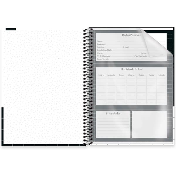 Caderno Universitário Capa Dura, 1 x 1, 80 Folhas, Black & White, 2523874, Spiral B&W - PT 1 UN