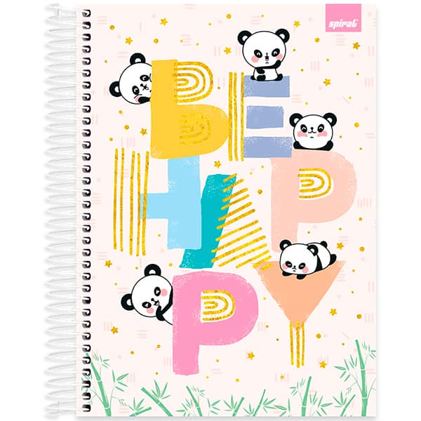 Caderno Universitário Capa Dura, 10 x 1, 160 Folhas, Tendency Panda, 2520613, Spiral Ten - PT 1 UN