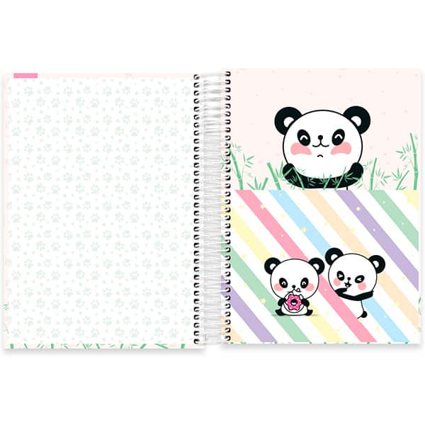 Caderno Universitário Capa Dura, 10 x 1, 160 Folhas, Tendency Panda, 2520613, Spiral Ten - PT 1 UN