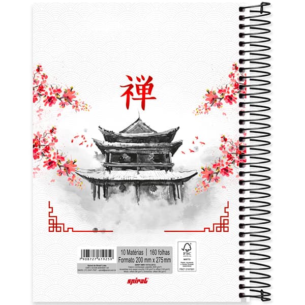 Caderno Universitário Capa Dura, 10 x 1, 160 Folhas, Zen, 2519259, Spiral Zen - PT 1 UN