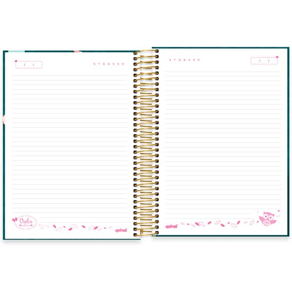 Caderno Universitário Capa Dura, 15 x 1, 240 Folhas, Corujinhas, 2520644, Spiral Cor - PT 1 UN