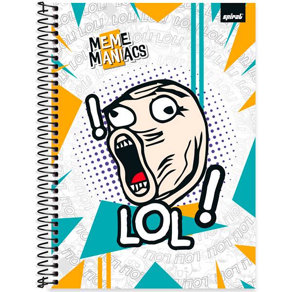 Caderno Universitário Capa Dura, 1 x 1, 80 Folhas, Meme Maniacs, 2520392, Spiral Mm - PT 1 UN