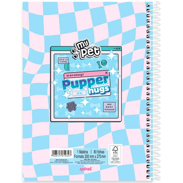 Caderno Universitário Capa Dura, 1 x 1, 80 Folhas, My Pet, 2519327, Spiral Pet - PT 1 UN