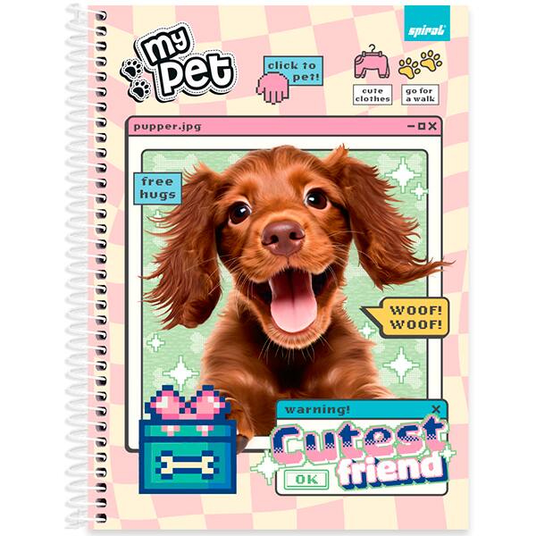 Caderno Universitário Capa Dura, 1 x 1, 80 Folhas, My Pet, 2519341, Spiral Pet - PT 1 UN