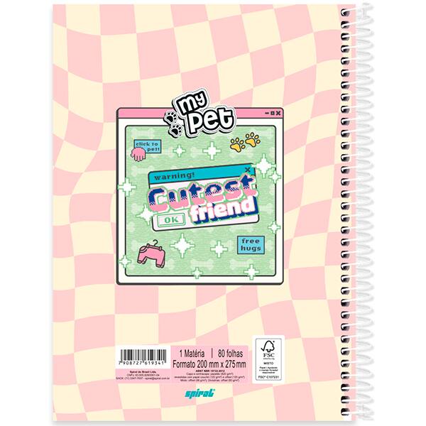 Caderno Universitário Capa Dura, 1 x 1, 80 Folhas, My Pet, 2519341, Spiral Pet - PT 1 UN