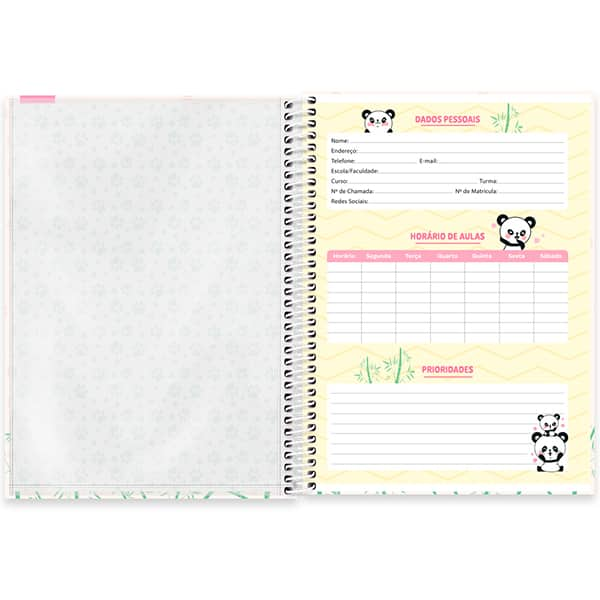 Caderno Universitário Capa Dura, 1 x 1, 80 Folhas, Panda Happy, 2520439, Spiral Ten - PT 1 UN