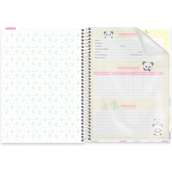 Caderno Universitário Capa Dura, 1 x 1, 80 Folhas, Panda Love, 2520446, Spiral Ten - PT 1 UN