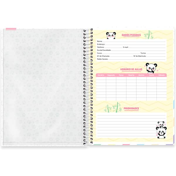 Caderno Universitário Capa Dura, 1 x 1, 80 Folhas, Panda Love, 2520446, Spiral Ten - PT 1 UN