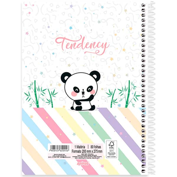 Caderno Universitário Capa Dura, 1 x 1, 80 Folhas, Panda Love, 2520446, Spiral Ten - PT 1 UN