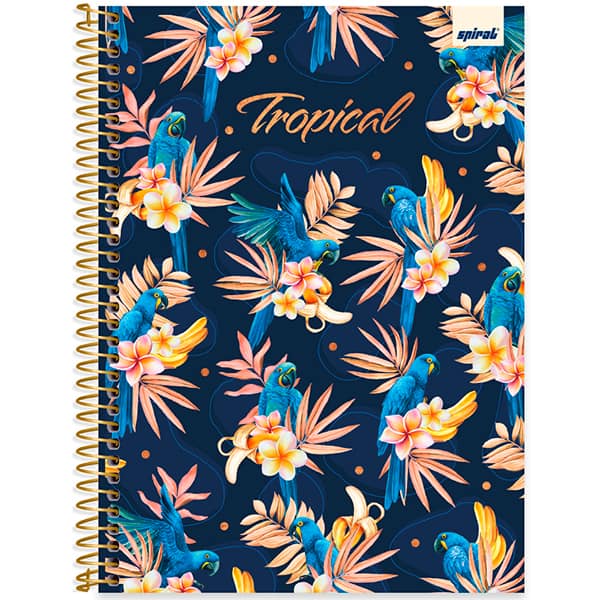 Caderno Universitário Capa Dura, 1 x 1, 80 Folhas, Tropical, 2520460, Spiral Ten - PT 1 UN