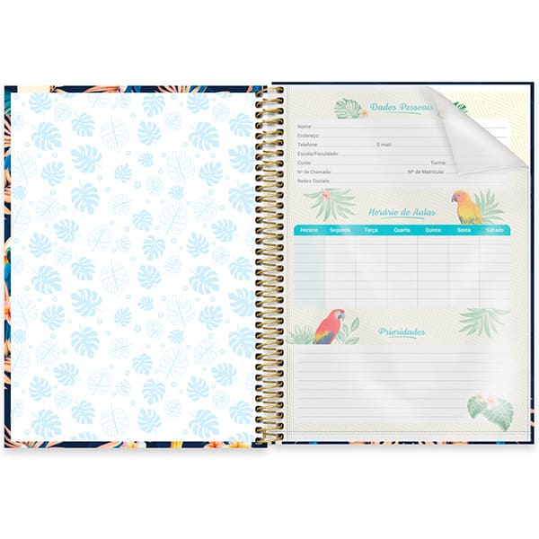 Caderno Universitário Capa Dura, 1 x 1, 80 Folhas, Tropical, 2520460, Spiral Ten - PT 1 UN