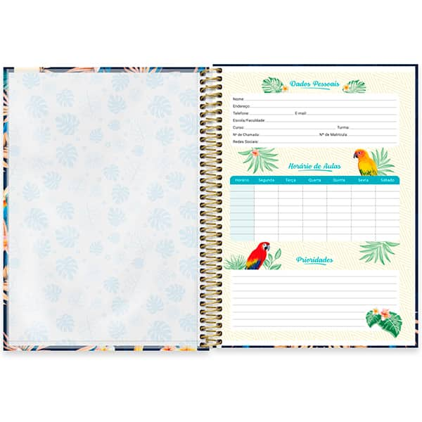 Caderno Universitário Capa Dura, 1 x 1, 80 Folhas, Tropical, 2520460, Spiral Ten - PT 1 UN