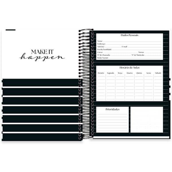 Caderno Universitário Capa Dura, 10 x 1, 160 Folhas, Black & White, 2523881, Spiral B&W - PT 1 UN