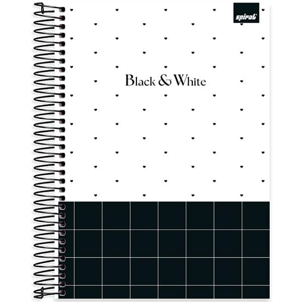 Caderno Universitário Capa Dura, 10 x 1, 160 Folhas, Black & White, 2523898, Spiral B&W - PT 1 UN