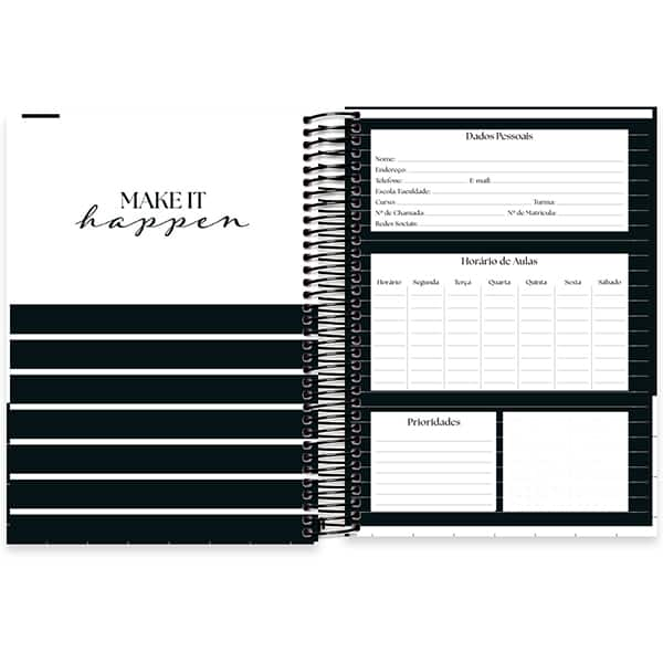 Caderno Universitário Capa Dura, 10 x 1, 160 Folhas, Black & White, 2523898, Spiral B&W - PT 1 UN