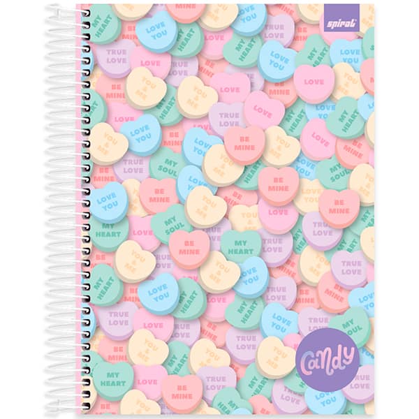 Caderno Universitário Capa Dura, 10 x 1, 160 Folhas, Candy, 2523683, Spiral Can - PT 1 UN